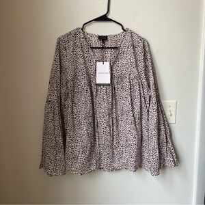 Who What Wear Black and White Patterned Blouse